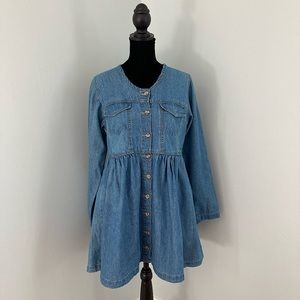 Miss Juli New York Vintage 1990s Boho Baby Doll Denim Dress Blue Size Small